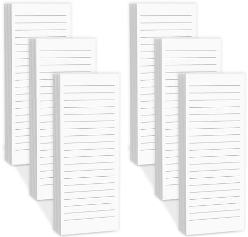 Magnetic Notepads Note Pads for Fridge with Full Magnet Back, 180 Sheets White Lined Refrigerator Notepad, 30 Sheets Per Pad for Grocery List, Shopping List, Office, Home, To-Do Lists & Memos