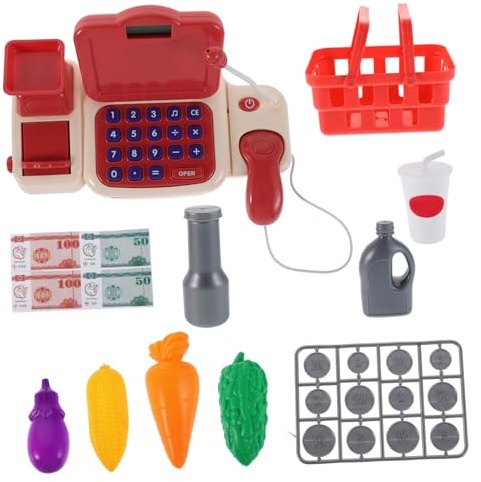 TOYANDONA Kinderkasse mit Scanner und Sound Interaktive Kasse für Jungen und Mädchen Pädagogisches Rollenspiel Supermarkt Fördert Mathefähigkeiten und Kreatives Geeignet für Jahre