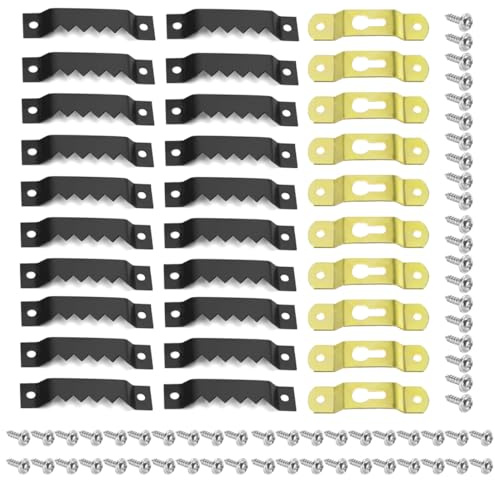 ZENQARI 30 Piezas Dientes Colgar Cuadros Ganchos Dentados para Fotos Ganchos para Marcos de Fotos Con Tornillos 20 Piezas Dientes 10 Piezas Ganchos Ocultos