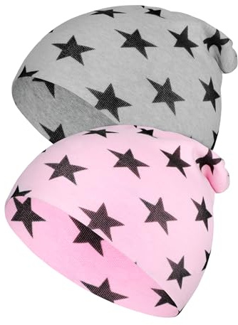 Kiiwah 2 Stück Mütze Kinder, Baumwolle Slouch Beanie Unisex Kindermütze für Jungen und Mädchen, Dünn Sportmütze Kinder Wintermützer für Herbst Frühling, Herbst, Winter
