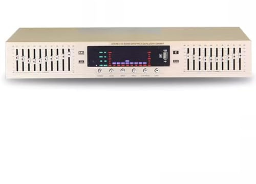 Graphic Equalizer, 10-band HiFi Stereo Audio EQ, Digital with LED Music Spectrum Display, Bluetooth and USB Input, 1U Rack Mount for Home, Stage, Studio