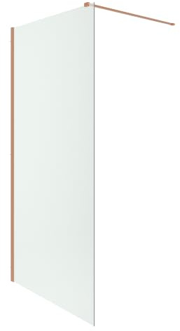 Parete Doccia Walk-In 90 cm Keros, Vetro Temperato 8mm Anticalcare, Profilo Alluminio Rame Spazzolato, Altezza 200 cm, Installazione Reversibile Dx/Sx con Barra Stabilizzatrice