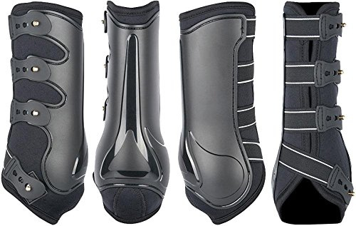 Reitsport Amesbichler Harry`s Horse Sehnenschoner Elite Grand Prix Gamaschen Paar VORNE, schwarz, Gr. Vollblut