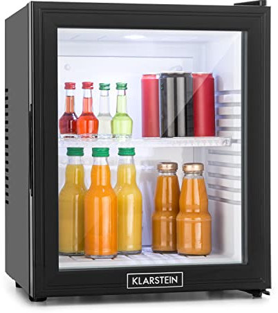 Klarstein Mini Frigo da Camera, Frigo Portatile da Camera, Frigorifero Piccolo da Ufficio, Mini Frigo Bar da Camera con LED, Ripiani Rimovibili, Mini Frigo Portatile Campeggio e Skin Care 12-18°C, 32L