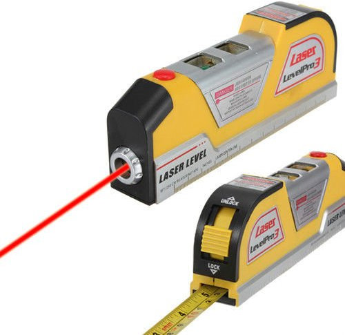 Multipurpose Lv02 2,4 m Niveau laser Horizon vertical ruban à mesurer Standard et règle métrique ruban adhésif, jaune