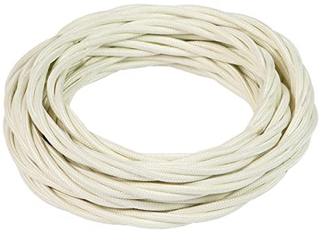 FANTON cavo elettrico tessile colore avorio treccia seta 10mt 3G1,5 filo rivestito in tessuto vintage stile retrò per lampadari applique 93828-10