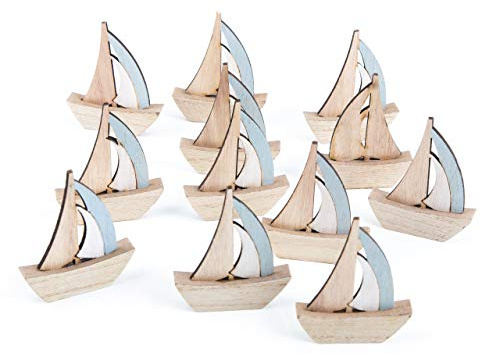 Deko-Figuren Segelschiff, 12 Stück: Dekofiguren Boote, Sommer, Meer, Strand & Urlaub, Maritime Dekoration Bad & Wohnzimmer, Maritimdeko Schiff Innen, Baddeko Maritim, Tischdeko, Blau, 6,5 x 8 x 1,5 cm