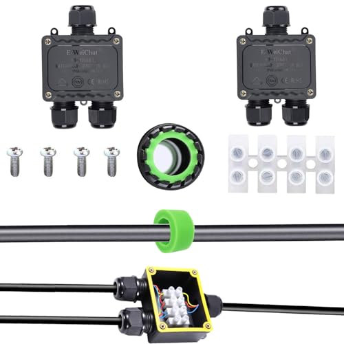 CTRICALVER IP68 Waterproof Junction Box, Type Y 3 Way Outdoor Weatherproof Electrical Junction Box with Black Plastic Gland, Waterproof Cable Connector with Terminal