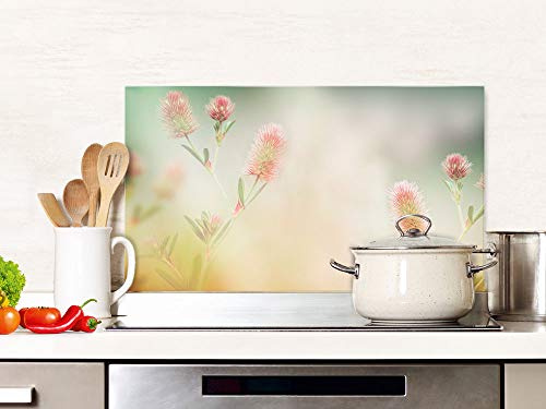 GRAZDesign Spritzschutz Küche Glas Blumen, Küchenrückwand Glas für Herd und Spüle, Rückwand Küche Glasplatte mit Motiv, 100x50cm