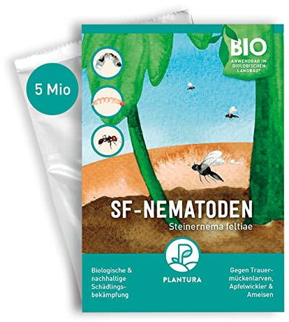 Plantura SF-Nematoden gegen Trauermücken, zum Gießen, hochwirksam & biologisch, Nützlinge aus Deutschland, 5 Mio für 5 m²/ ca. 50 Pflanzen