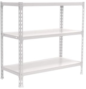 Simon Rack Metallregal 900x800x400 mm - Simonclick | 3 Höhen, Metallablage, Biegepunkt 180 kg, Korrosionsschutzlackierung, Klicksystem-Montage, Weiss