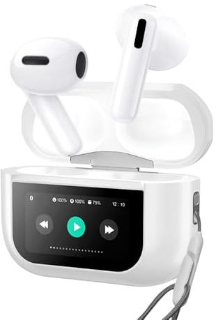 Mediawave Store - Auricolari A9 Pro Cuffie Bluetooth 5.4 Wireless, Display LED, Controlli Touch e Suono Stereo HI-FI, Ideali per Sport e Musica