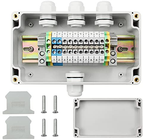 suaywo IP66 vattentät kopplingsdosa utomhus vattentät elektrisk kopplingsbox med DIN-skena, universell kopplingssats för automatiseringsprojekt, garage, DIY projekt