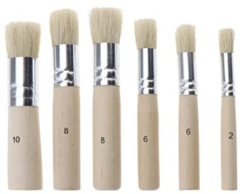 The Lord of the Tools 6pcs Pinceaux à Poils Naturels Ensemble Brosses à Pochoir en Bois pour Décor à Maison Épilation à Cire Bricolage Artisanat d'art 9/12/13/17/21mm