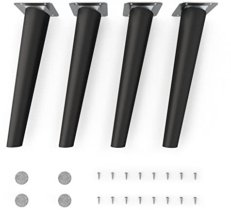 sossai Möbelben i massivt bokträ CLIF ROUND HMF2 25 cm hög runda sned design matt svart för vitrinskåp bord skåp
