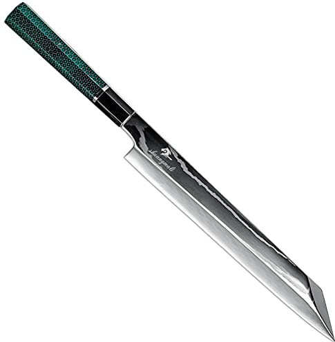 10 pulgadas de fileteado Sushi Cuchillo de sushi Damasco Japonés Cuchillos Cuchillos Multi Función Cocinero Sushi Slicar Cleaver Salmon Sashimi Cuchillo Cuchillo Chef