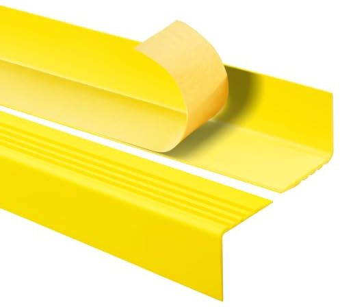 Quest Treppenkantenprofil PVC 50x50 mm Antirutsch - Gelb, 200 cm | Selbstklebender Stufenkantenschutz, schützt vor Rutschen & Stolpern, werkzeuglose Montage, leicht zu reinigen
