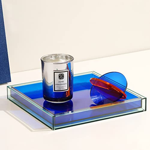 Bandeja Decorativa acrílica Creativa, de 10 x 10 Pulgadas, Modernas bandejas Decorativas para Joyas, perfumes, Maquillaje, Organizador de Maquillaje, Bandeja Cuadrada Transparente para baño, tocador