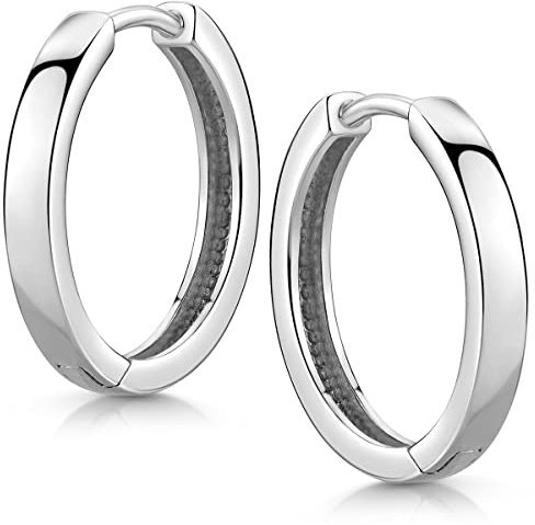 MATERIA by Matthias Wagner Silber Ohrringe Damen 925 Creolen 21mm rhodiniert 3mm breit SO-426