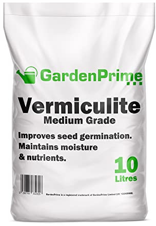 GardenPrime Horticultural Vermiculite 10L, Medium Grade Soil Additive for Seed Germination, Moisture & Nutrient Retention, Compost Mix for Houseplants, Cuttings & Propagation (10 Litres)