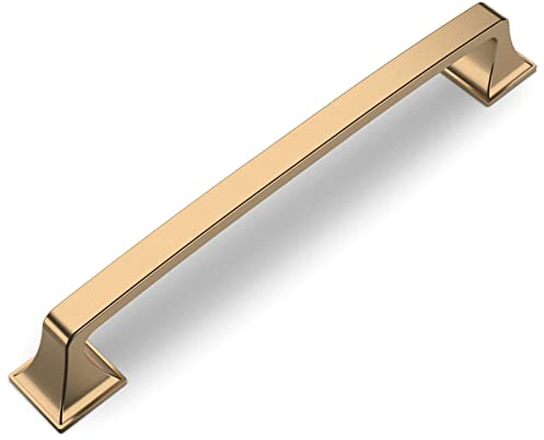 Amerdeco 10 Stück Möbelgriffe Champagner Gold 160mm Lochabstand Zinklegierung Griffe für Küchenschränke Schrankgriffe Schubladengriffe Türgriffe für Küchenschränke Kleiderschrank UK0015