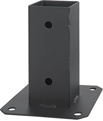 ADGO Ancrage au Sol pour poteaux en Bois - Douille à Visser en Graphite - 80 x 80 mm - Ancrage galvanisé à Chaud - Noir et Gris Argenté