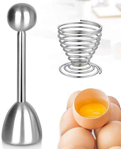 Oruiiju Abridor Separador de cáscara de Huevo de Acero Inoxidable,Cortador de Ccáscara, para Hervidos, Duro, Crudo o Blando