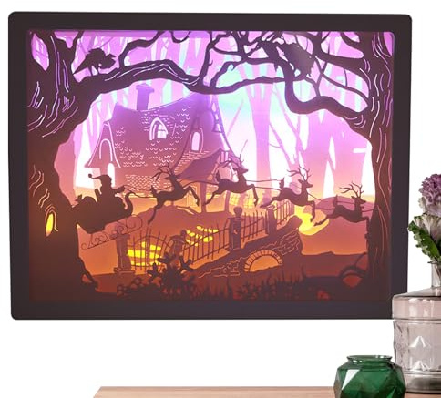 EXBERT Papercut Lichtkasten | Exquisite Papierschnitzerei künstlerische Lampe - Nachtlichter Zubehör für Eingangshalle, Wohnzimmer, Schlafzimmer, Balkon, Kinderzimmer, Arbeitszimmer