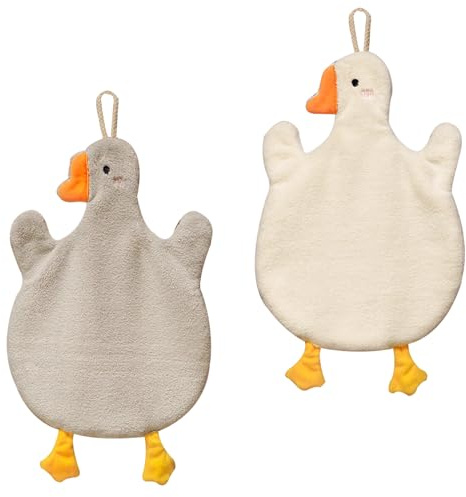 RTRTGS 2 Pezzi Asciugamano per Bambini Asciugamano per Animali Carino Asciugamani Assorbenti in Microfibra Asciugamani per Viso Ad Asciugatura Rapida con Anello per Appendere per Cucine e Bagni