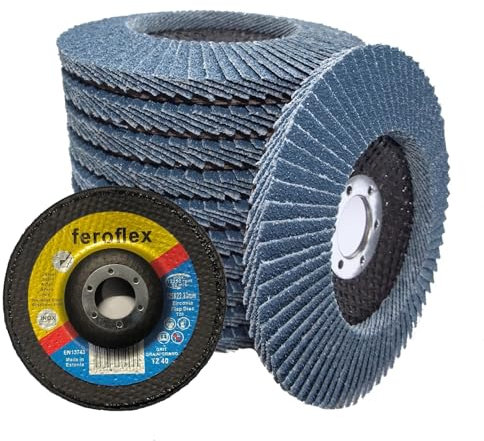 20 stk.Feroflex® Profi-Qualität Fächerscheiben 125 mm Lamellenscheiben Schleifscheiben Schleifmopteller für Winkelschleifer Korn 40 Metall INOX