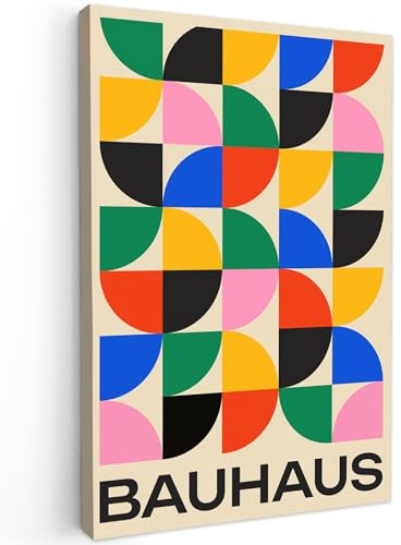 MuchoWow© Wandbilder Groß XXL Schlafzimmer Home Deko Wohnung Bild - Kunst | 80x120 cm - Wohnzimmer Fotoleinwand Wand Bilder Leinwand Wall Decor Bauhaus - Abstrakte - Vintage - Farbenfroh