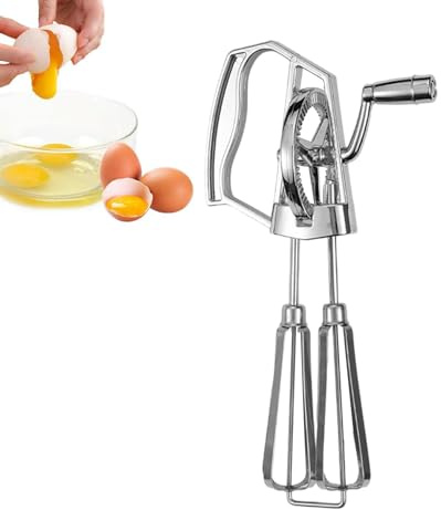 Tuxxjzm Batteur manuel à œufs manuel - Fouet à manivelle en acier inoxydable - Batteur à œufs multifonction lavable au lave-vaisselle - Mixeur à œufs portable pour la pâtisserie, la cuisine