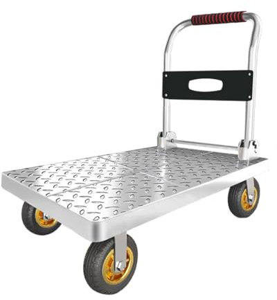 Coolpleasant Schwerlast-plattformwagen, Stahlwagen Mit 200 Kg Tragfähigkeit, Zusammenklappbarer Sackkarre Mit 70 X 45 cm Großer Pritsche