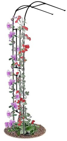 Halbseitiger Bogen - Wandmontierter großer Gartenbogen, Lauben, robuste Hochzeitstorbogendekoration aus Stahl für Rasen, Hinterhof, Terrasse, Pergola, Spalier, Weinreben, Torbogen(Size:90x240x40CM/3.0