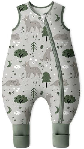 Yoofoss Schlafsack Baby mit Füßen Socken 2.5 Tog Winter Baby Schlafsack mit Beinen Baumwolle Warm Babyschlafsack für 3-4 Jahre Kinder Jungen Mädchen 90 cm- Fuchs
