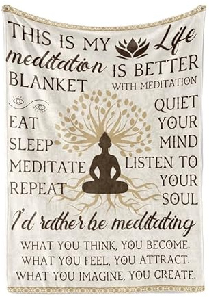 Huglanket Meditation Gifts, Zen Yoga Gifts, Meditating Throw Blanket for All Seasons, Tree of Life