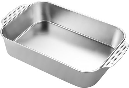 CHFYIJYHM Bandeja for asar/tostar de 5 tamaños, bandeja rectangular de acero inoxidable for hornear pescado, cacerola for pasteles, plato hondo for servir for cocinar pavo, carne de res, verduras, hor