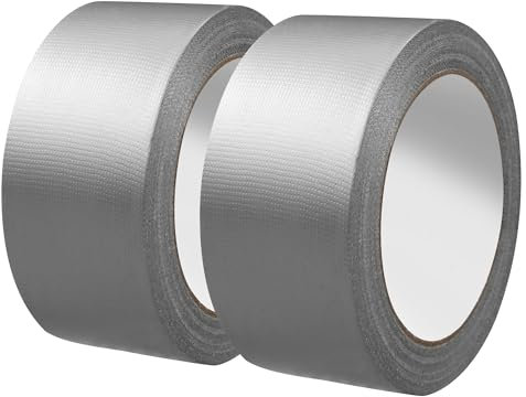 2 piezas de Cinta Americana, 48 mm x 27 m Cinta Americana Extrafuerted, Cinta Adhesiva Impermeable, adecuada para reparación, fijación, bricolaje, manualidades, uso en interiores y exteriores(Plata)