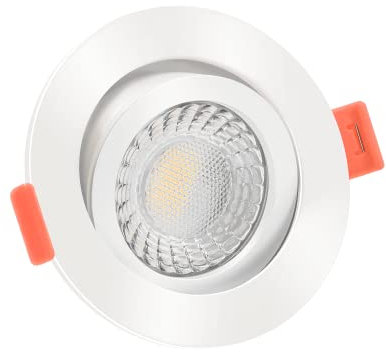 luxvenum LED Einbaustrahler 230V 7W - 1x dimmbare LED Deckenleuchte extra flach nur 25mm, 60° Abstrahlwinkel, 90 CRI Farbwiedergabe, Deckenspots für Flur, Wohnzimmer, Küche, Farbe Weiß, 2700K