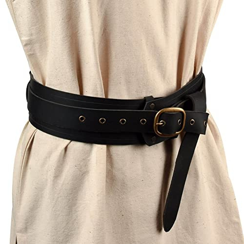 Keuyeo Mittelalterlicher Vintage-taillengürtel, Wikinger-ritterbund, Gotischer Mittelalterlicher Schnallengürtel, Pu-Leder, LARP, Cosplay, Kostümzubehör