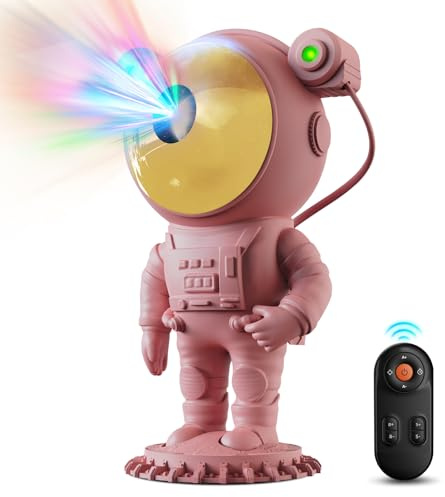 LAMPET Astronauten Sternenhimmel Projektor, LED Galaxy Projektor mit Fernbedienung - Nachtlicht Sternenhimmel Astrolyte Projektor Kinder, Geschenk für Kinder und Erwachsene (Rosa)