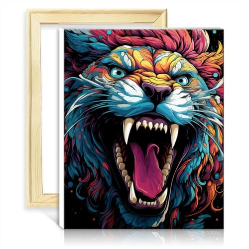 TANGFEIY Ölgemälde „Tier“ auf Leinwand, digitales Ölgemälde für Erwachsene zum Selbermachen, mit Pinseln und Acrylpigmenten, für Kunsthandwerksprojekte zu Hause, mit Rahmen (30 x 40 cm)