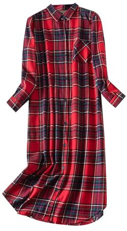 Damen Herbst und Winter, extra lang, Samt, Baumwolle, Pyjama, Cardigan, Hemd, Nachthemd, blauer Morgenmantel mit weißem Stern, rot, XXL