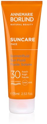 ANNEMARIE BÖRLIND SUNCARE FACE Sonnenfluid LSF30 75 ml, Für das Gesicht | Hoher Sonnenschutz, UVA-/UVB-Filter, Leichte Textur, Wasserfeste Sonnencreme, Spendet Intensiv Feuchtigkeit, Schutz vor UV