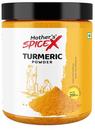 Mother's SpiceX Turmeric Powder | 100% Pure & Natural | High Curcumin for Golden Color & Rich Aroma | Available in 50g, 100g, 200g, 425g (200g)