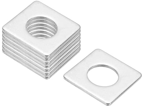 PATIKIL Arandelas Cuadradas M20x40x3mm, 8pcs Arandelas De Placa Cuadrada Arandela De Montante Cuadrada Placa De Soporte 304 Acero Inoxidable Espaciador Plano Herraje Fijador Tuerca