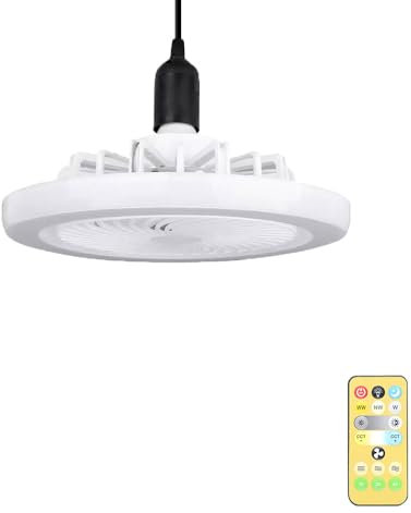Arightmu 2-in-1 LED Ceiling Fan Light with Remote, Timing,& 3 Speeds & 3 Color Temperatures Dimmable LED, Quiet Bedroom Ceiling Fan Lamp for Small Spaces Bedroom Home Office Dormitory (White)