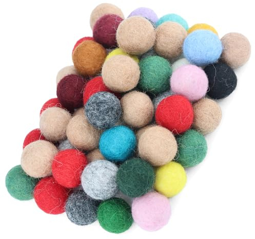 50Pz palline colorati in feltro di lana,20mm pompon per fai da te,pon pon artigianato creativo,pom pom pallina per gatti