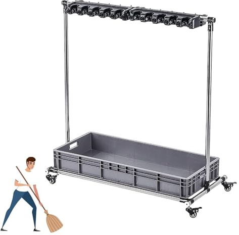 Soporte para Escoba y trapeador, Estante móvil para trapeador, Organizador de Suministros de Limpieza, Soporte para para