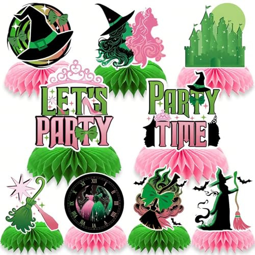 Halloween Party Decorations Supplies, 9 Pcs Standing Wicked Witch Theme Cake Topper Happy Birthday Party Decorations, Standup Table Decor for Kids Halloween Costume Parties